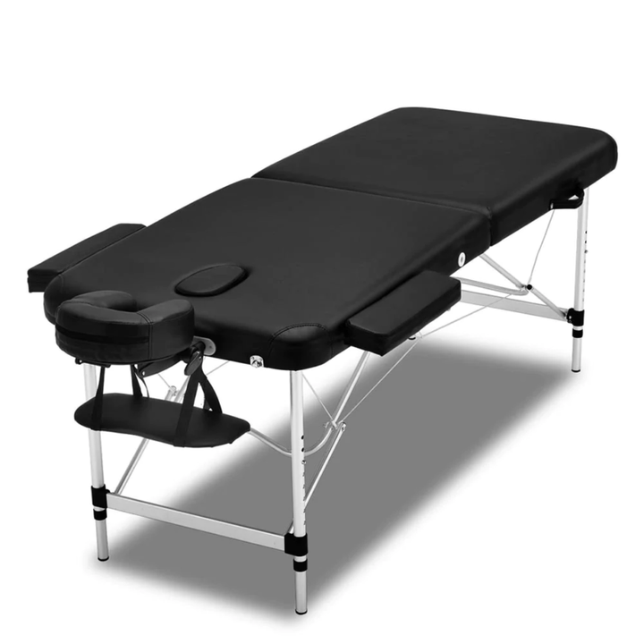 Unisex therapy table, lightweight & portable with adjustable height, for professional massage.