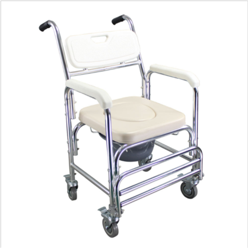 Multifunctional shower & commode chair for enhanced bathroom safety, a crucial mobility and toilet aid.
