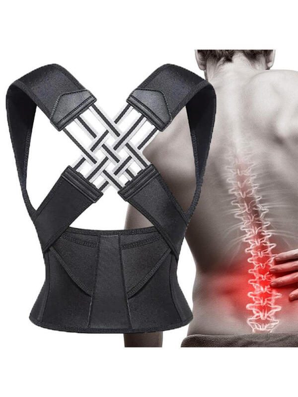 Ergonomic shoulder posture brace to alleviate back pain & improve spine alignment. Ideal for men & women.