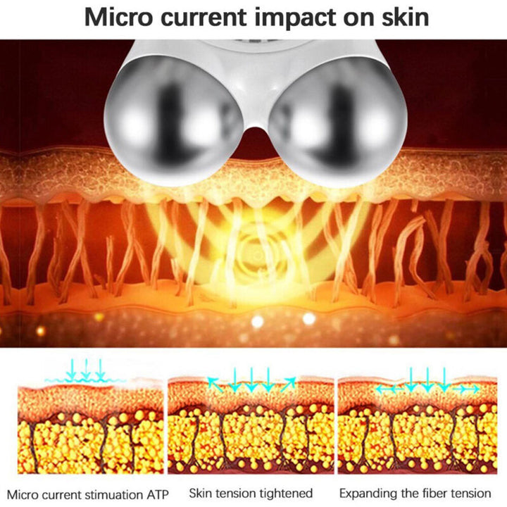 Handheld microcurrent device for stimulating facial muscles & reducing wrinkles.