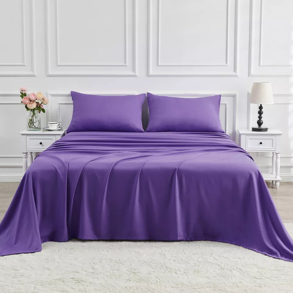 Smooth, soft bamboo cooling sheet set with pillowcases and a fitted sheet, providing luxurious and comfortable sleep.