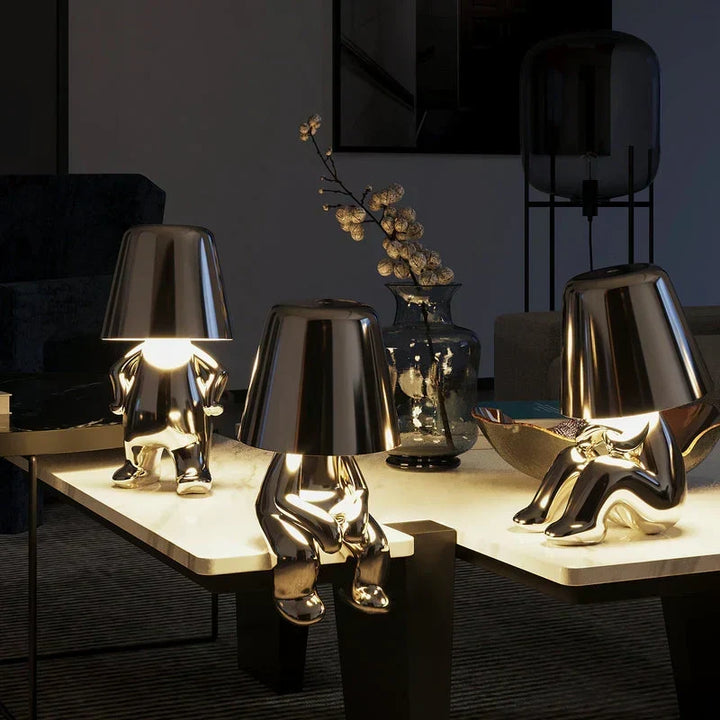 Cordless LED table lamp, a decorative figurine lamp ideal for bedside or desk mood lighting.