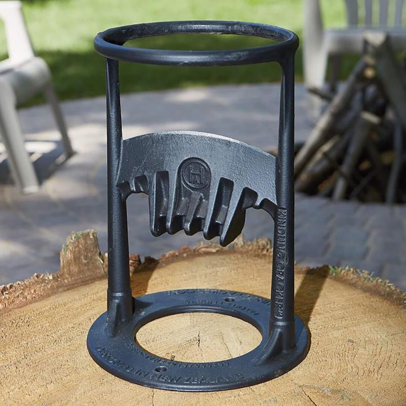 Steel manual log splitter, heavy-duty firewood tool for quick wood splitting, ideal outdoor gear & camping essential.