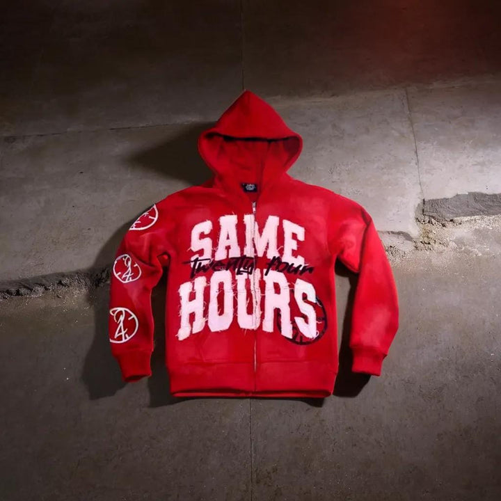 Women's stylish zip-up hoodie designed for a unique look. Modern outerwear for fashion-forward casual outfits.