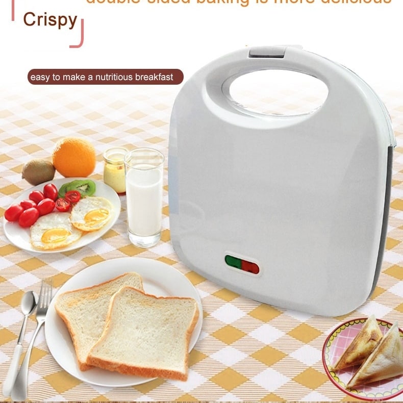 Electric panini press & sandwich maker with non-stick plates, perfect for quick grilled cheese and breakfast.