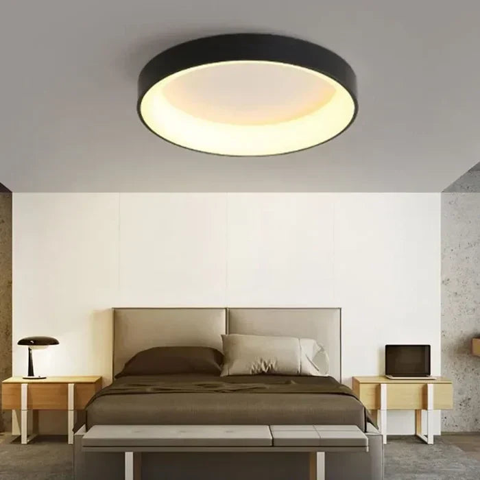 Stylish round LED ceiling light fixture with a modern design, ideal for enhancing any minimalist or Nordic-themed interior.