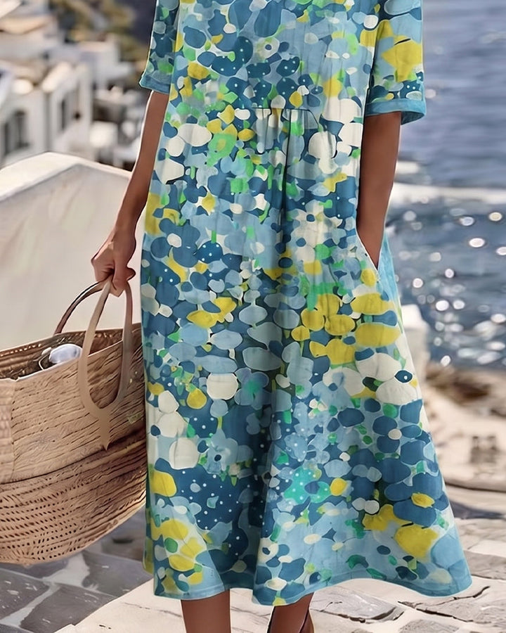Effortless style: women's casual floral midi dress, comfortable for daily wear.