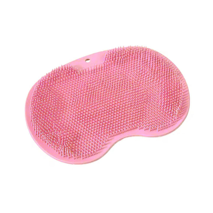 Unisex silicone shower mat for foot massage & exfoliation, non-slip bathroom hygiene.