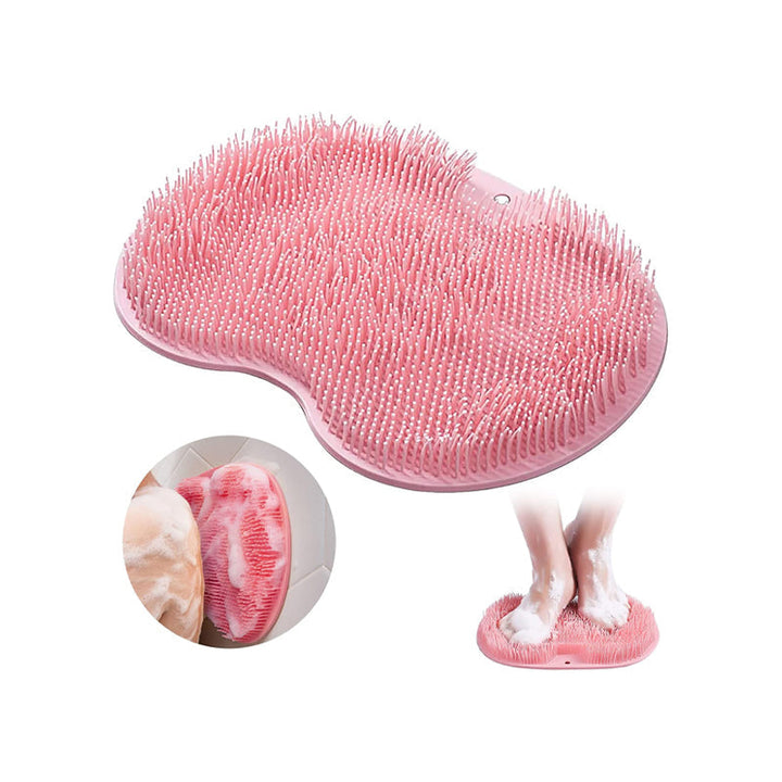 Soft silicone back scrubber mat for body exfoliation & deep cleansing in shower.