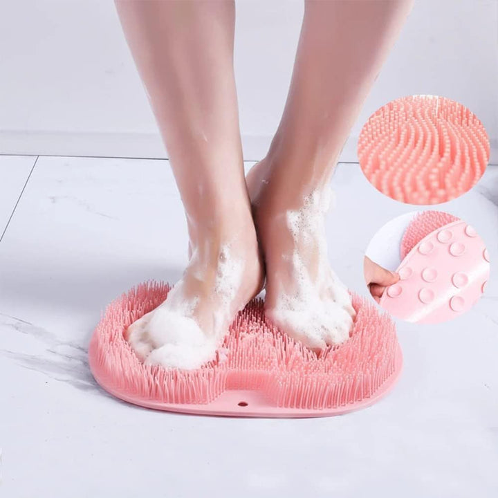 Rejuvenating shower foot scrubber & body brush mat for deep exfoliation.