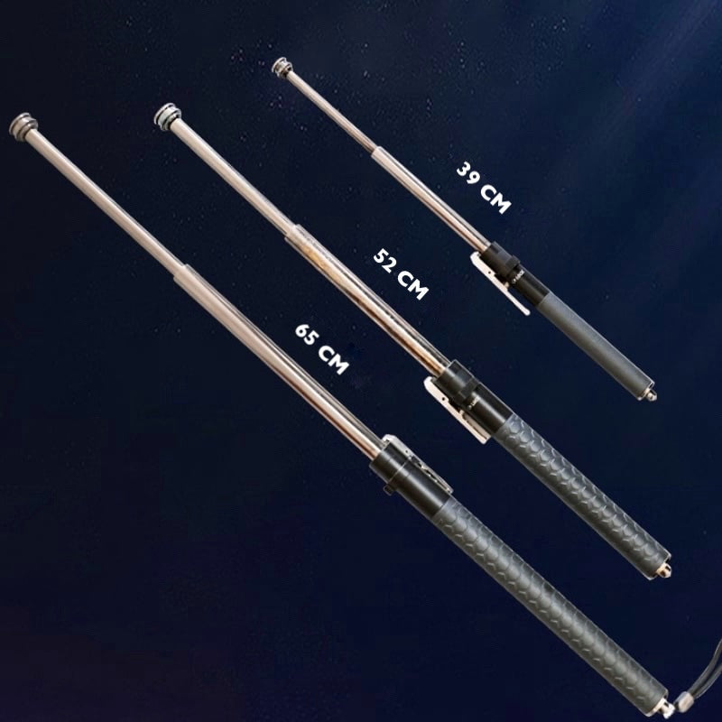 Unisex automatic self-defense walking stick with anti-slip grip for personal safety and outdoor adventure.
