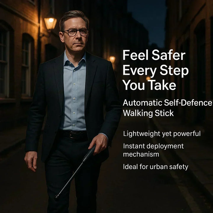 Secure your personal safety with this automatic self-defense walking stick & comfortable anti-slip grip.