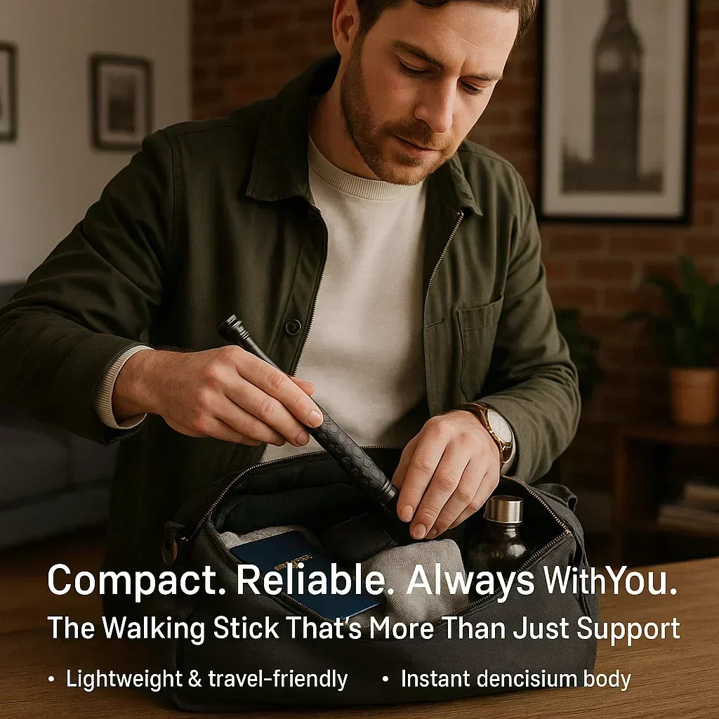 Tactical automatic self-defense walking stick with durable build & anti-slip grip for reliable personal safety.