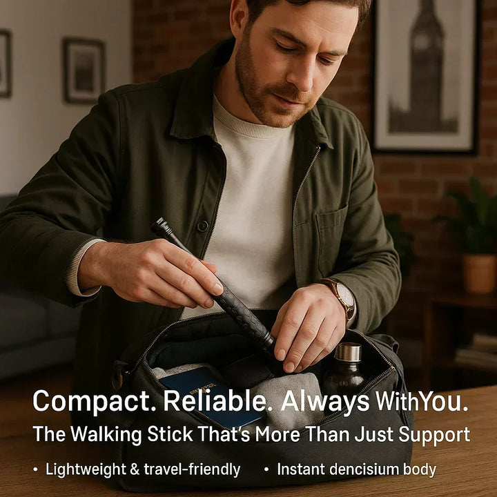 Tactical automatic self-defense walking stick with durable build & anti-slip grip for reliable personal safety.