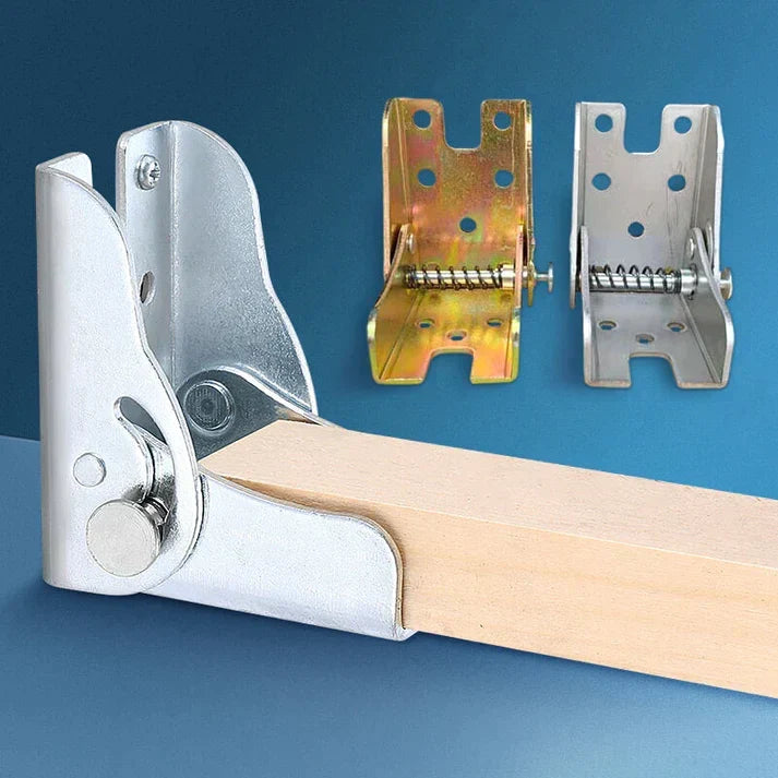 Heavy-duty stainless steel folding hinge, self-locking mechanism for secure tables & shelves. Durable furniture hardware.