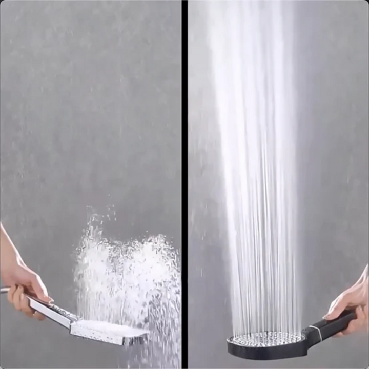 Innovative high-pressure filtered handheld shower head with massage and jet settings. Ideal for home improvement.