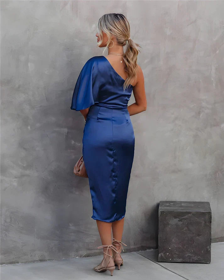 Vibrant orange Seraphina evening gown, women's party dress, luxury silk for special occasions.