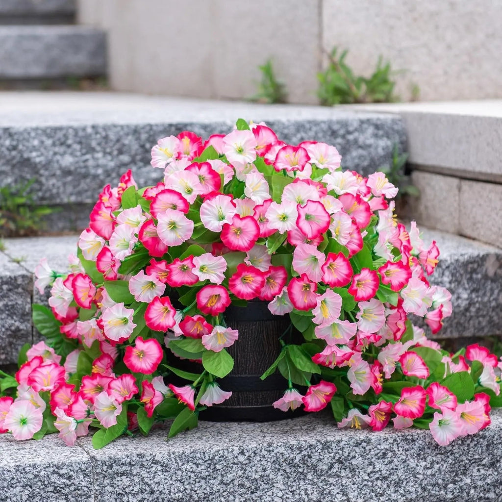 Decorative silk flowers hanging basket. Perfect artificial plant for vibrant indoor/outdoor home decor.
