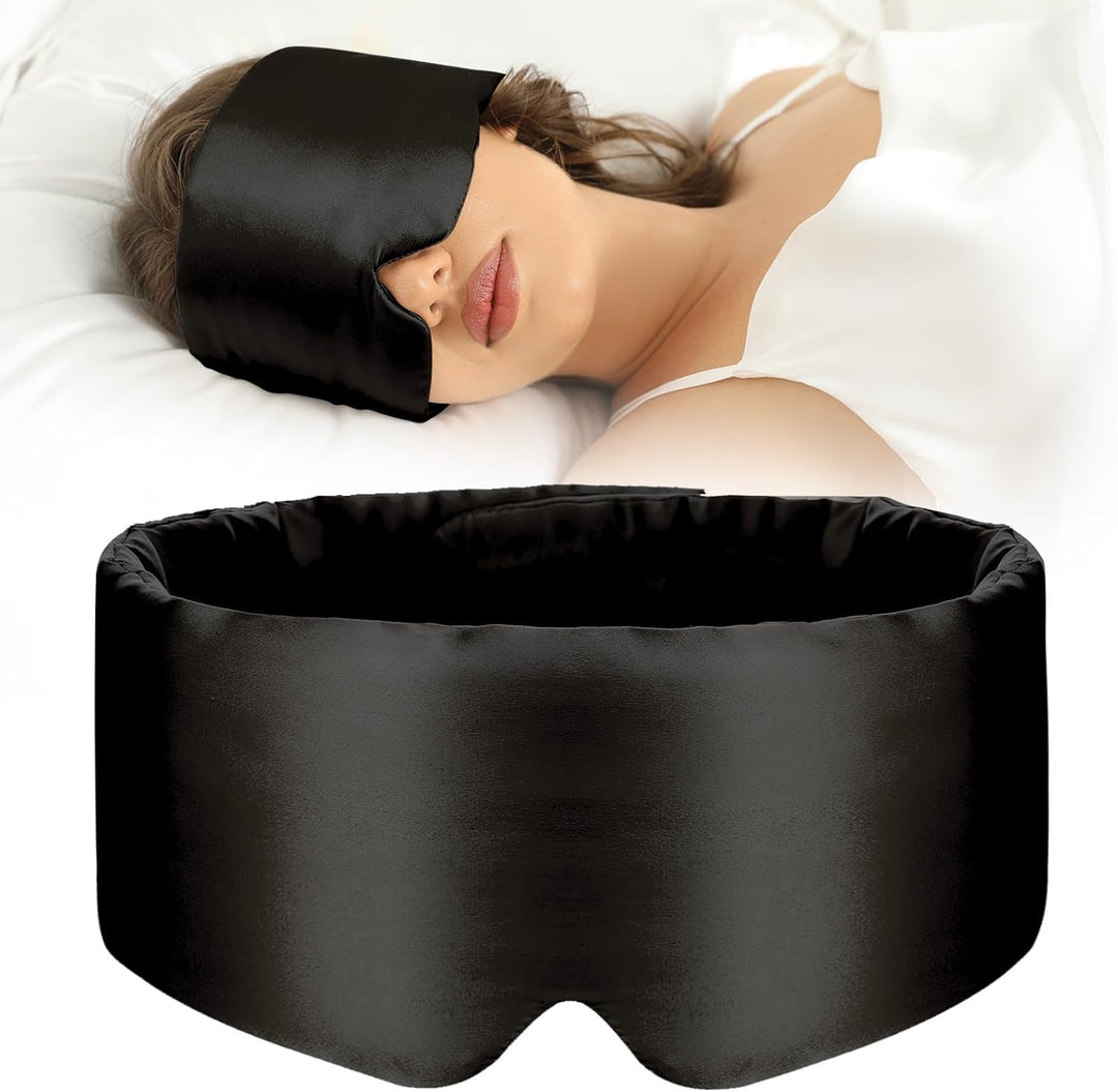 Soft, breathable mulberry silk sleep eye mask. Promotes deep, relaxing sleep. Comfortable & gentle for all skin types.