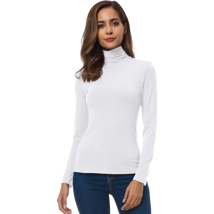 Graceful women's slim fit turtleneck, a flattering long sleeve top for elegant and casual looks.
