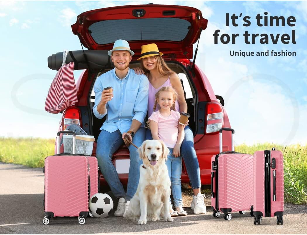 20-inch rose gold hard shell carry-on, ideal for short trips, featuring a built-in lock & smooth spinner wheels.