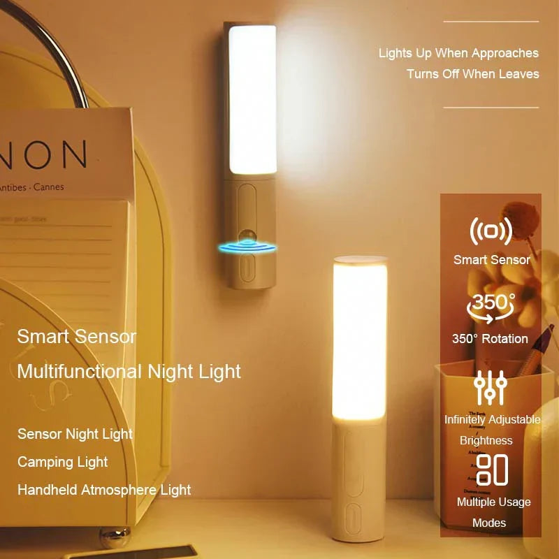 Compact LED night light with smart motion sensor, provides soft automatic illumination.