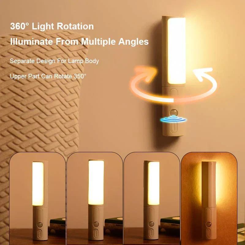 Rechargeable Lumos LED night light; smart motion sensor for automatic illumination.