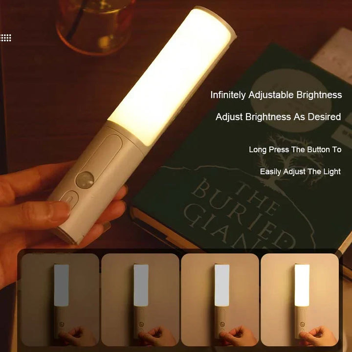 Lumos automatic night light, slim design with motion sensor, ideal for dark areas.