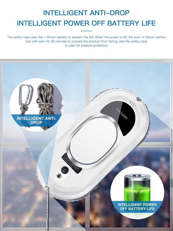 Remote-controlled automatic window cleaner robot for easy, hands-free glass cleaning.