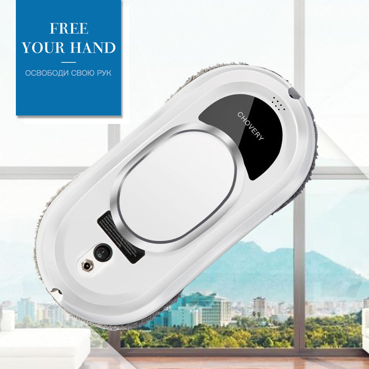 Smart robotic window cleaner removes dirt & dust from windows automatically with remote.