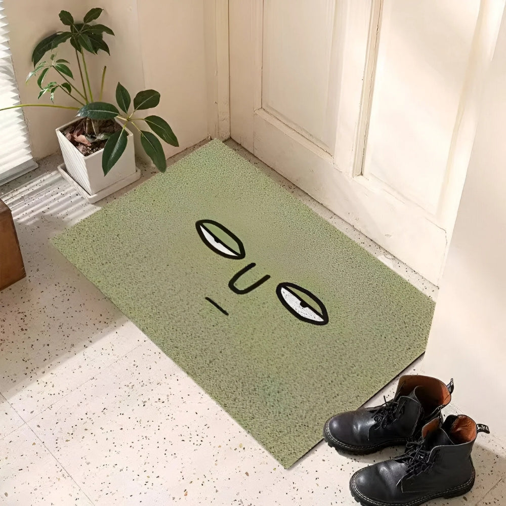 Non-slip smiley face entrance mat. Ideal for home decor, suitable for both indoor and outdoor spaces.