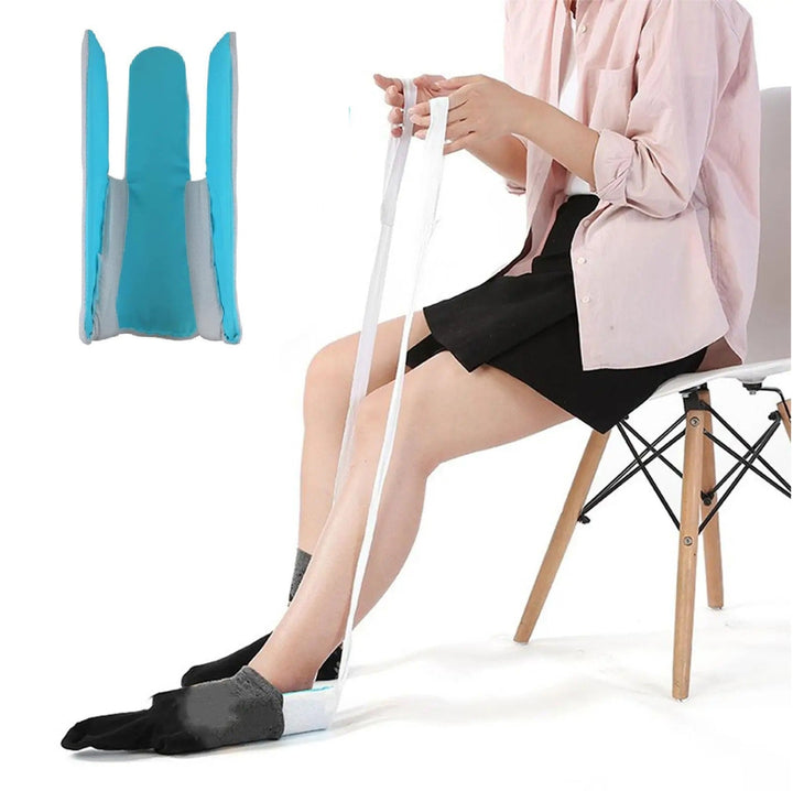 Lightweight no-bend sock doner, enhancing independence for individuals needing dressing support.