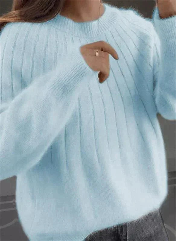 Warm Sofie women's long sleeve sweater. Chic cashmere knit pullover, great for fall & winter fashion.