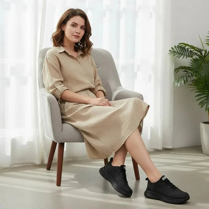 Women's travel-friendly walking shoes, lightweight and anti-skid with superior arch support for long trips.