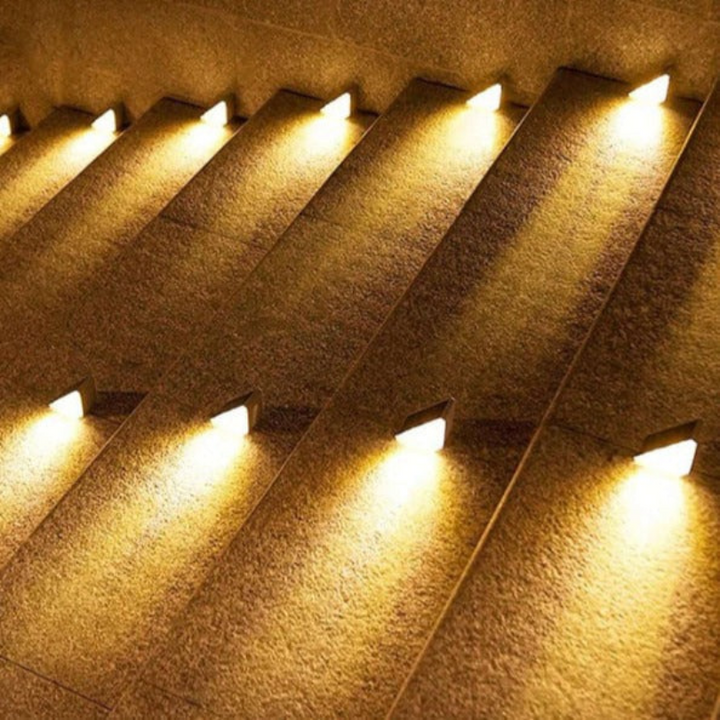 Easy install solar stair lights for outdoor steps. Weatherproof, energy-efficient patio & deck lighting adds safety and style.