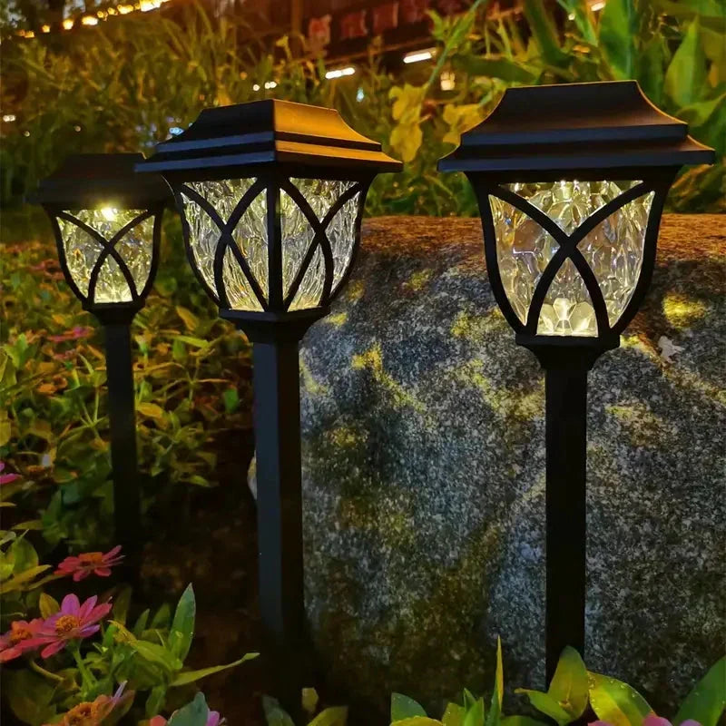 LunaGlow solar outdoor lighting enhances garden decor, creating a magical and inviting ambiance.