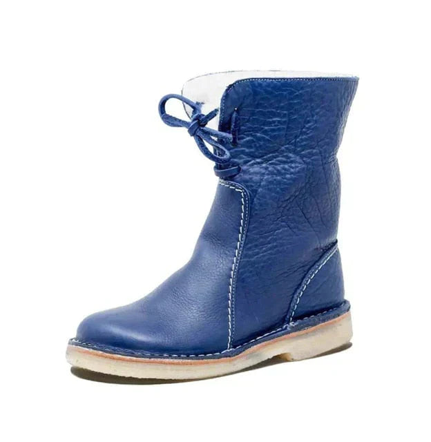 Stylish women's mid-calf hiking boots, Sophia Luxe, lined for warmth. Waterproof & comfortable for fall outdoor.