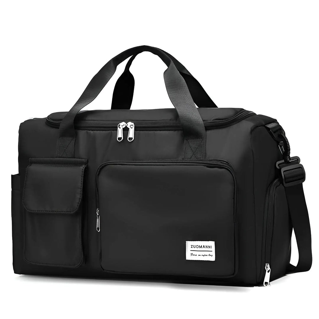 Functional unisex waterproof duffel bag for active lifestyles, includes a separate shoe section.