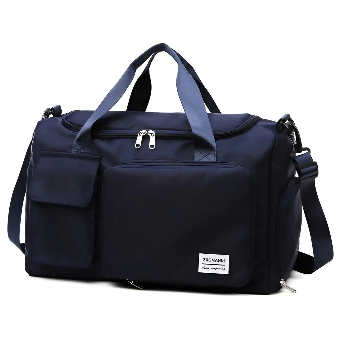 Large capacity waterproof travel duffel, sleek design, ideal for weekend getaways & flights.