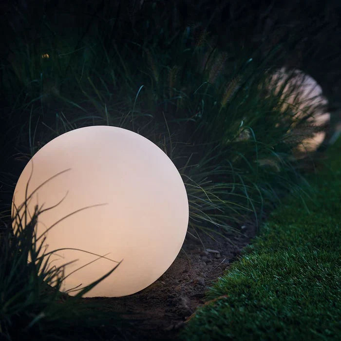 Weather-resistant GlowSphere LED sphere light, perfect for garden ambience.