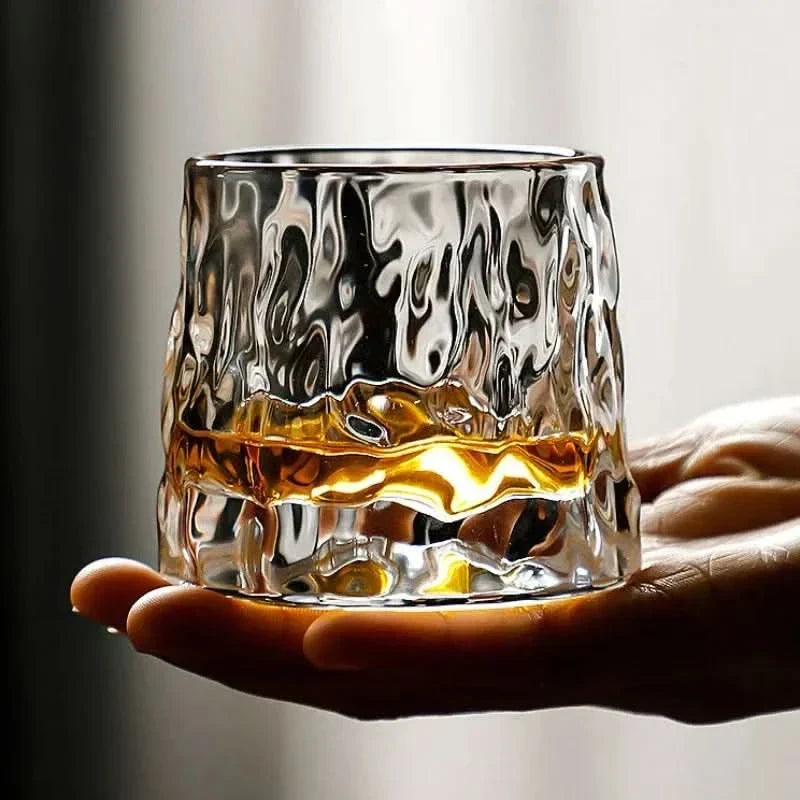 Unique luxury gift: spinning Edo Japanese whiskey glass set, ideal for him.