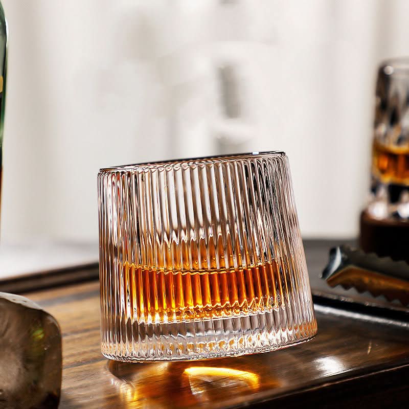 Handcrafted Japanese Edo spinning tumbler set, perfect for whiskey & spirits.