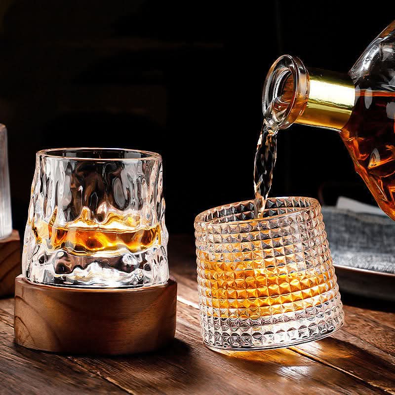 Mesmerizing spinning Japanese Edo whiskey glass set for a unique drinking experience.