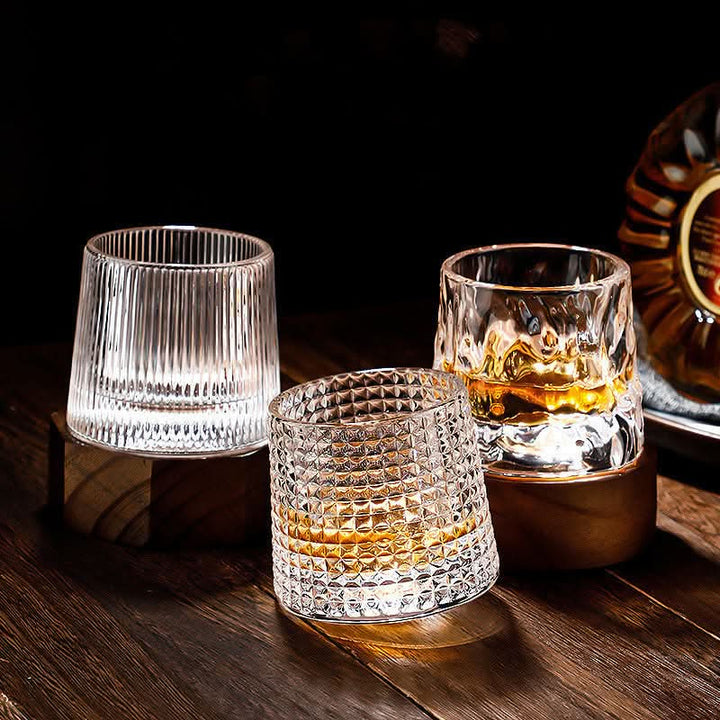 Enjoy spirits in this elegant spinning Japanese Edo whiskey glass set. Unique barware.