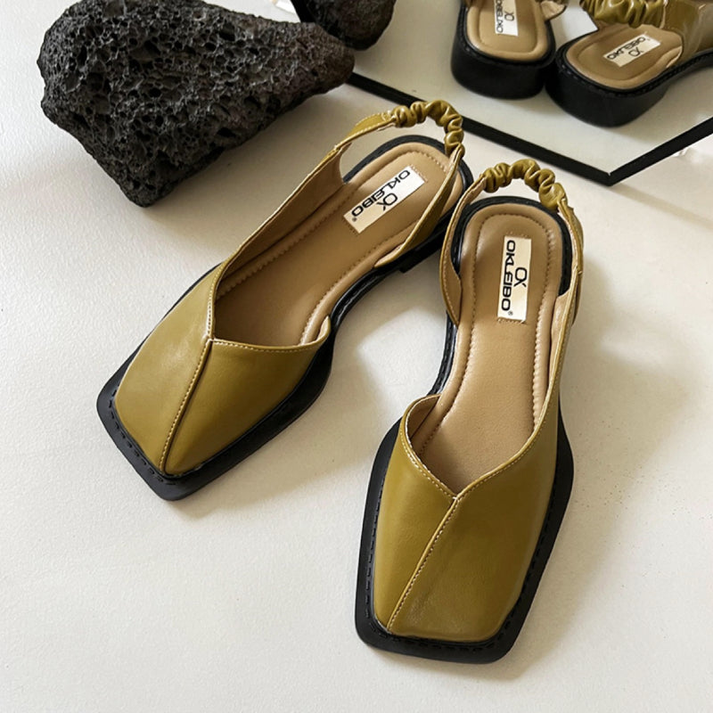 Chic women's square-toe slingbacks with a comfortable flat design, perfect for modern spring fashion.