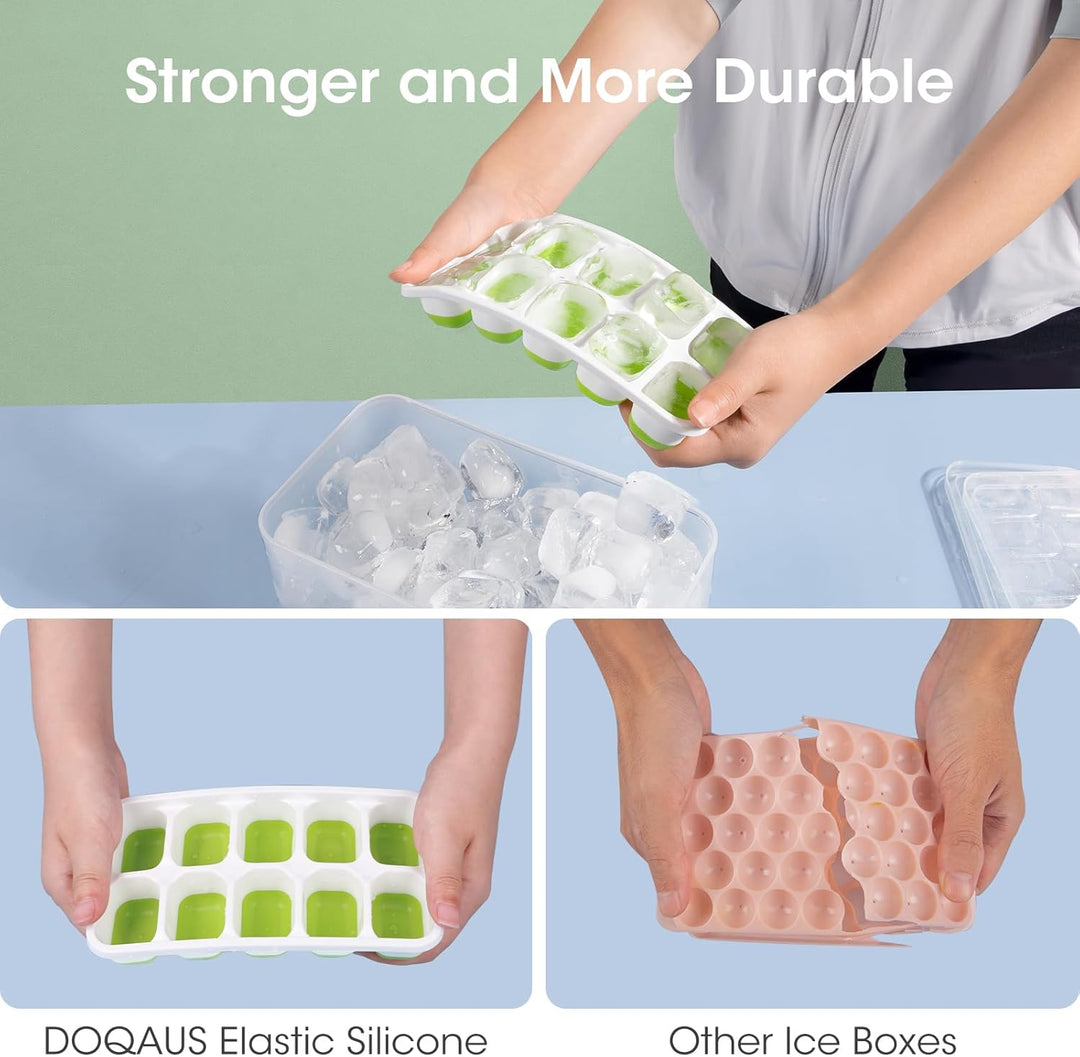Convenient stackable silicone ice trays with a generous storage bin for all your ice needs.