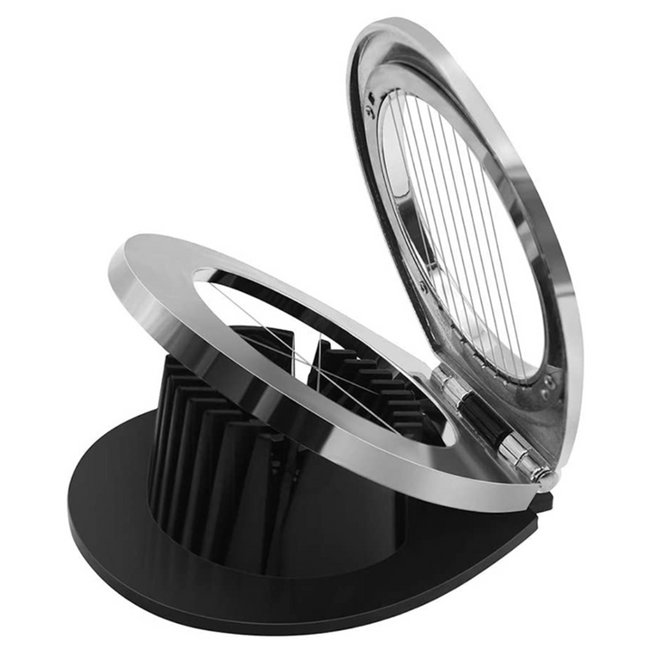 Efficient stainless steel egg slicer for fast meal prep. Create uniform slices, wedges, and halves easily.