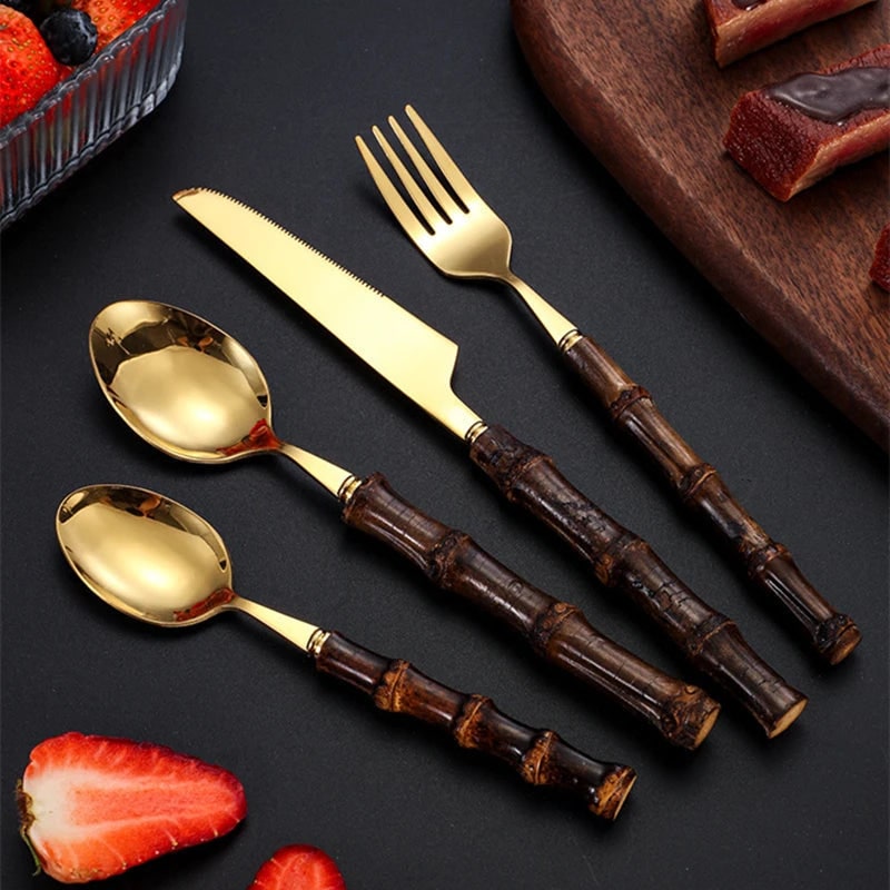 Modern polished cutlery set, 24 pieces for a complete dining experience, a great gift idea.