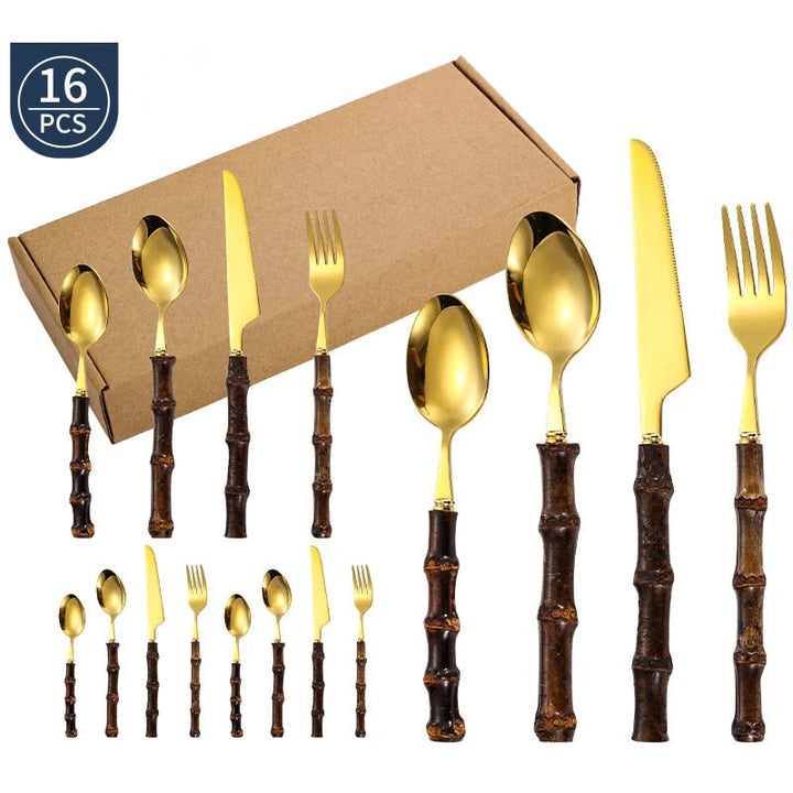 24-piece dining set including forks, knives, and spoons, perfect for upscale home entertaining.