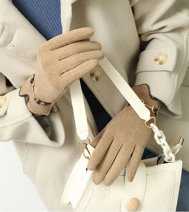 Soft acrylic polyester women's gloves. Warm and comfortable ladies' autumn/winter fashion accessory.